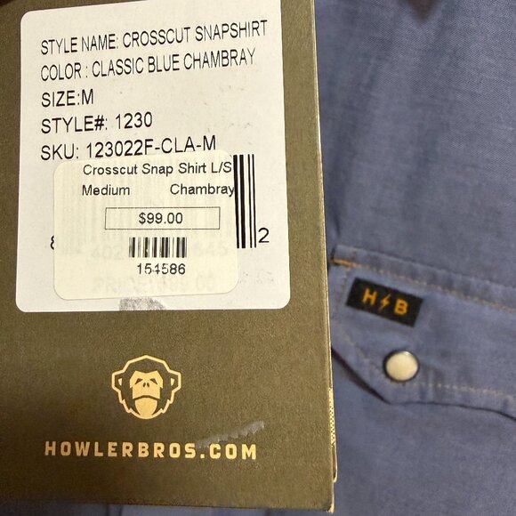NWT! Howler Brothers Crosscut Chambray Snapshirt M - Picture 8 of 10
